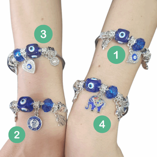 Pulsera regulable con dijes Ojo Turco - Imagen 1